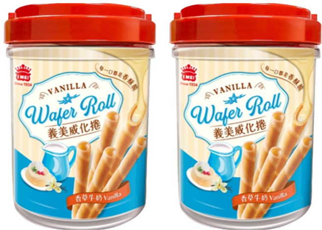 義美 威化捲輕巧桶 香草牛奶, 318g, 2桶