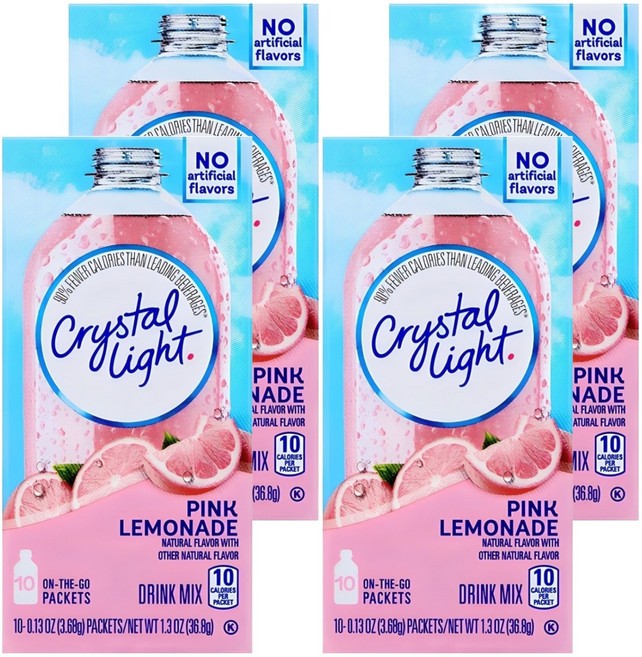 크리스탈라이트 온더고 핑크레몬에이드 분말, 3.68g, 10개입, 4개
