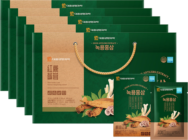 대웅생명과학 녹용 홍삼, 2.1L, 5개