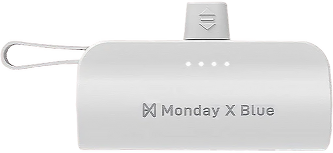 Monday X Blue 膠囊行動電源 4900mAh USB Lightning 79 x 48 x 27mm 97.8g, PB0004L, 白色 + 黑色