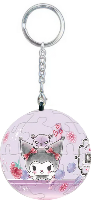 HUNDRED PICTURES 百耘圖 Kuromi酷洛米 飲品系列 立體球型拼圖鑰匙圈, 紫漿藍莓, 1入