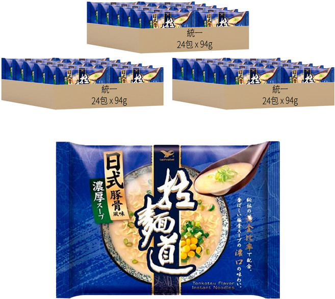 統一 拉麵道 日式豚骨風味拉麵 94g, 72包