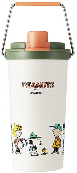 Corelle Brands 康寧餐具 SNOOPY 鋅動輕瓷大容量不鏽鋼手提保溫杯, 1個, 露營趣, 800ml