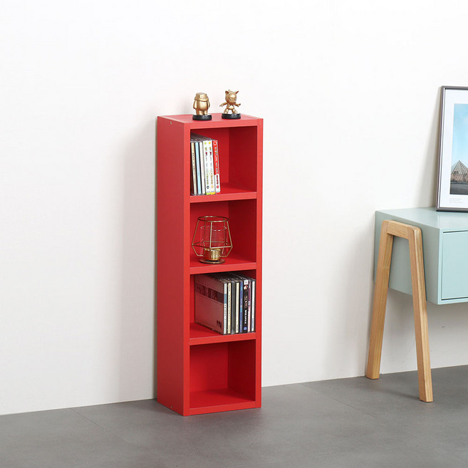 타워형 틈새 CD장, 레드, 4단