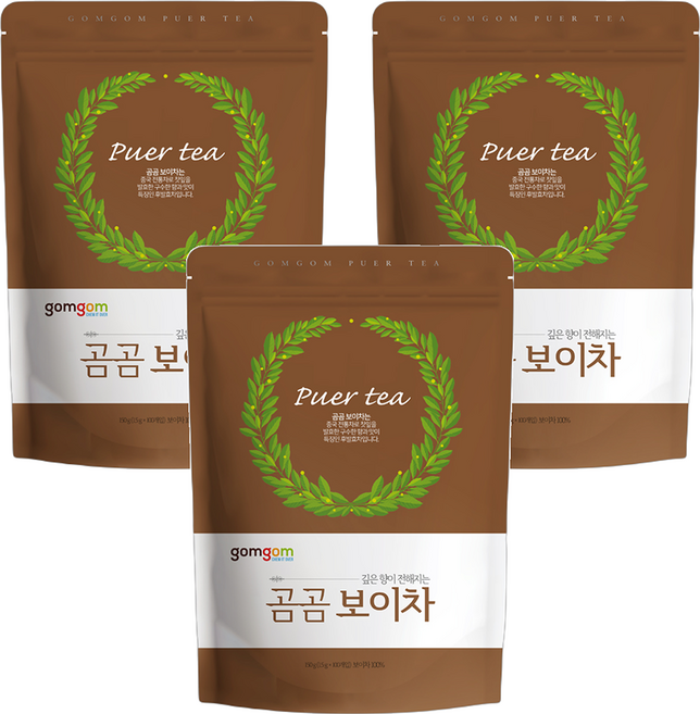 gomgom 普洱茶三角茶包 1.5g x 100包, 3袋