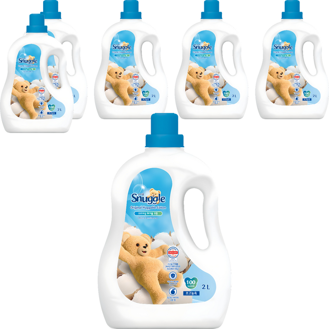 스너글 초고농축 섬유유연제 오리지널 허거블 코튼 본품, 2L, 6개