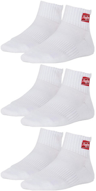 롤링스 베이스볼 발목 양말 AAS9S06-W 3p, 240~270cm, 화이트, 3개