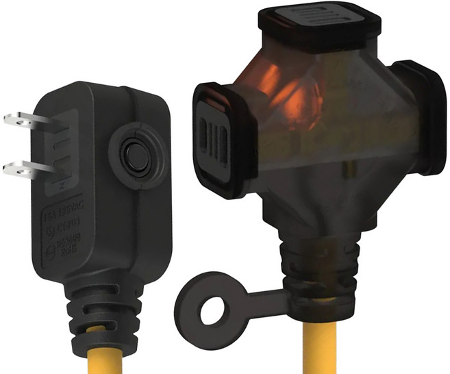 PowerWork 動力工廠 1對3座耐熱動力軟線, 9m, 黃色, 1條