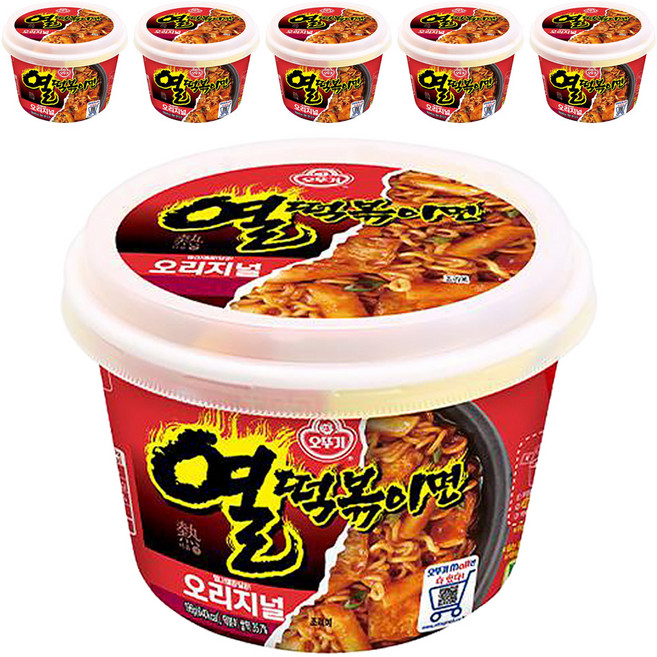오뚜기 열떡볶이면 오리지널 용기 196g, 6개