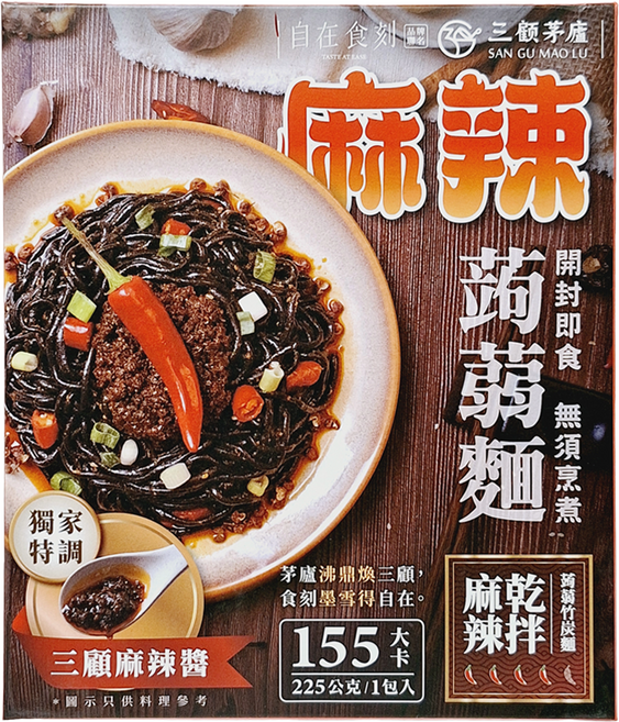 自在食刻 三顧茅廬麻辣蒟蒻乾拌麵 225g, 1包
