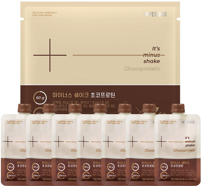 페이퍼백 초코프로틴 마이너스 쉐이크 7p, 420g, 1개