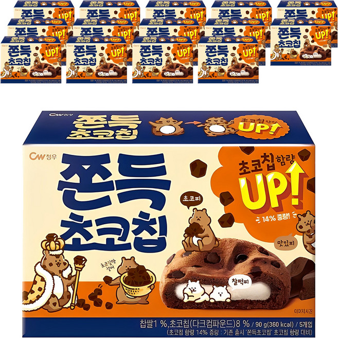 청우식품 쫀득 초코칩 쿠키, 90g, 15개
