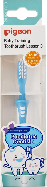 pigeon 貝親 第三階段學習牙刷 12~18個月, 藍色, 1入, 1支