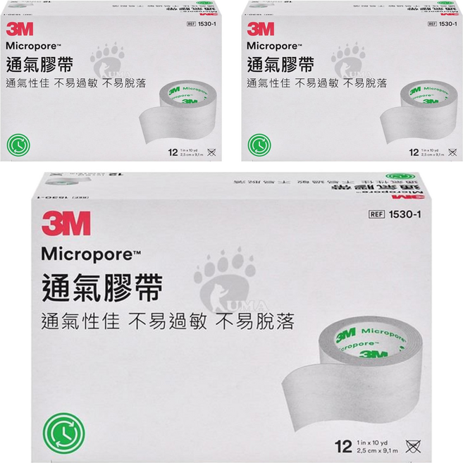 3M Nexcare 透氣膠帶 未滅菌 1530-1 白色, 12捲, 3盒