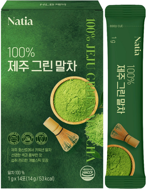 Natia 100% 濟州綠色抹茶, 1個, 14g, 1g, 14