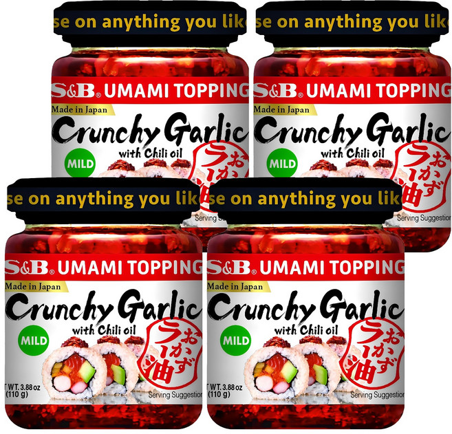 에스앤비 오카즈라유 우마미 토핑 크런치 갈릭 위드 칠리 오일, 110g, 4개