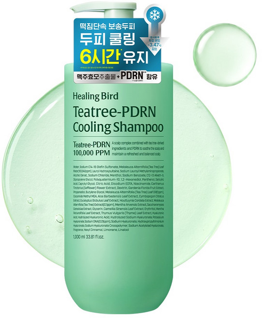 힐링버드 티트리 PDRN 탈모 쿨링 샴푸, 1개, 1L