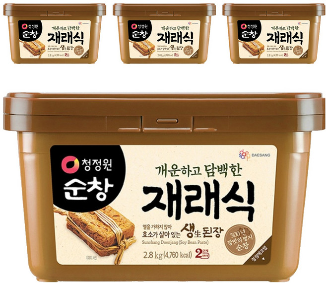 청정원순창 재래식 생된장, 2.8kg, 4개