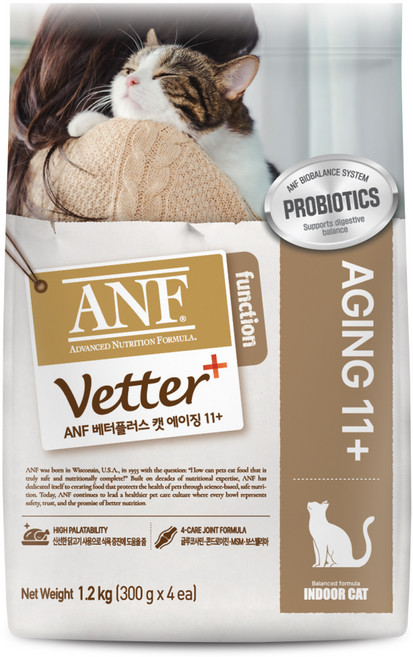 ANF 베터플러스 고양이 기능성 사료 에이징 11+, 시니어, 1.2kg, 1개