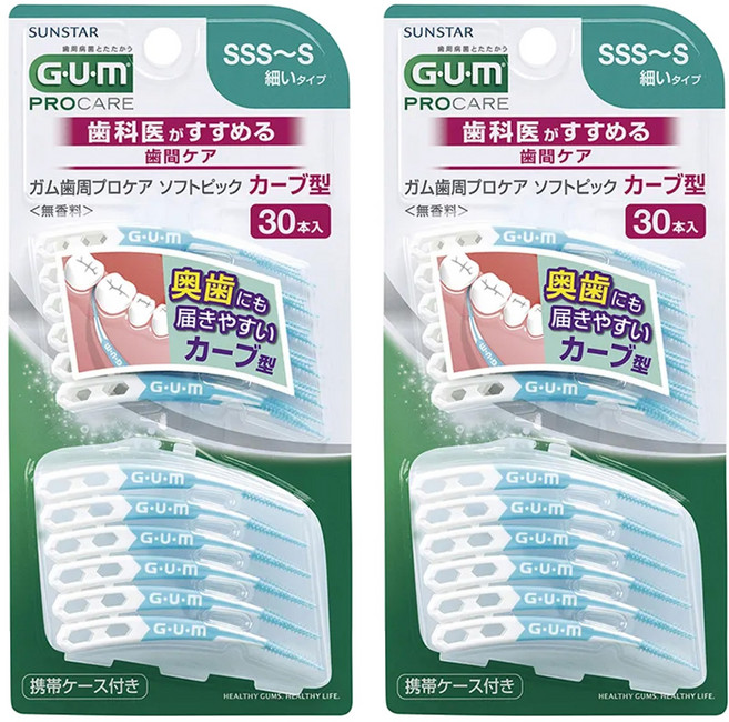 SUNSTAR 三詩達 G.U.M 官方直營 牙周護理軟式牙間清潔棒 弧形 SSS~S, 30支, 2組