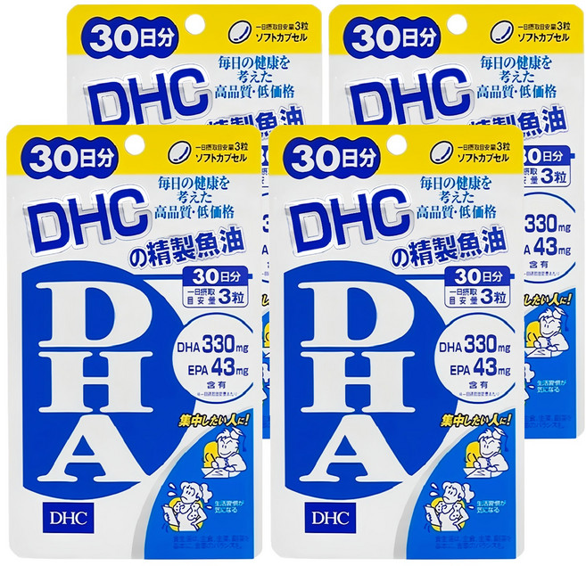 DHC 台灣公司貨 精製魚油DHA 30日份, 90顆, 420mg, 4包