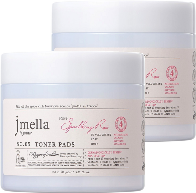 jmella 玫瑰化妝水棉片, 70片, 2罐