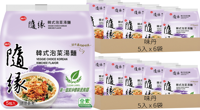 味丹 隨緣 韓式泡菜湯麵 75g, 60包