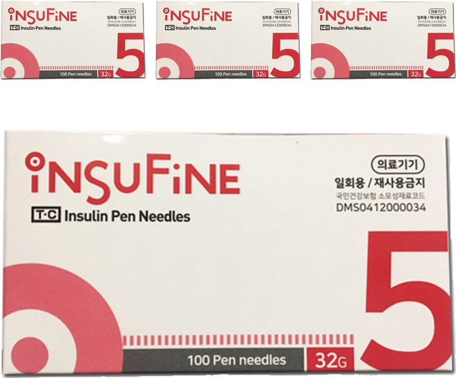 인슈파인 인슐린 펜니들 5mm 100p, 4개, 100개입