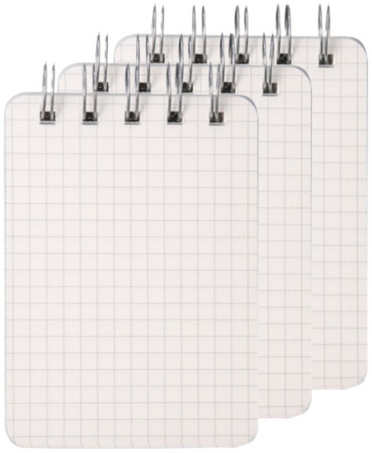 스프링 휴대용 미니노트 수첩 체크 80매, 투명, 3개