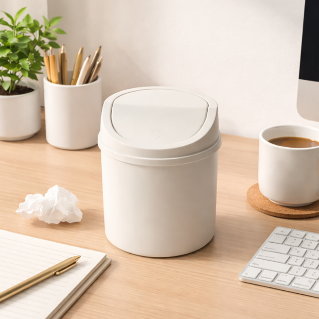 오템 미니 탁상용 휴지통, 화이트