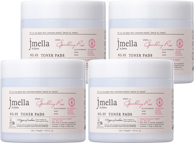 jmella 玫瑰化妝水棉片, 70片, 4罐