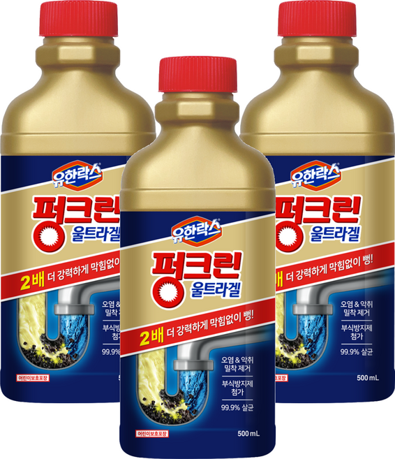 펑크린 울트라겔 배수구 세정제, 500ml, 3개