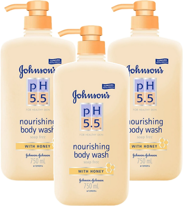 Johnson's 嬌生 嬰兒PH5.5溫和沐浴露 蜂蜜舒緩, 750ml, 3瓶