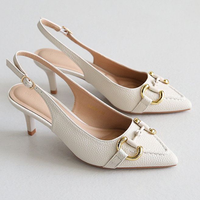 단골언니 여성용 탠지어 V스티치 스틸레토 슬링백 7cm