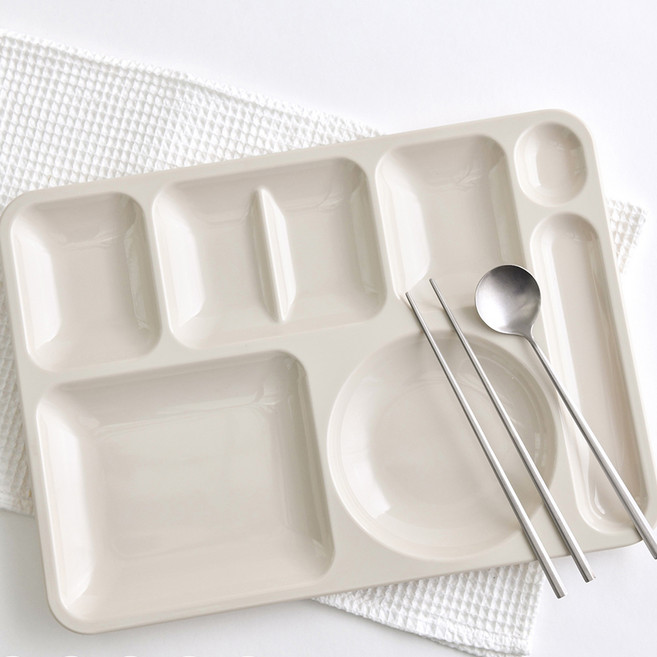 로흐야 국산 멜라민 4구 급식 식판 717, 연베이지, 1개