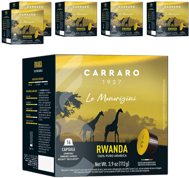 CARRARO RWANDA 盧安達 咖啡球 Dolce Gusto咖啡機適用, 7g, 16顆, 6盒