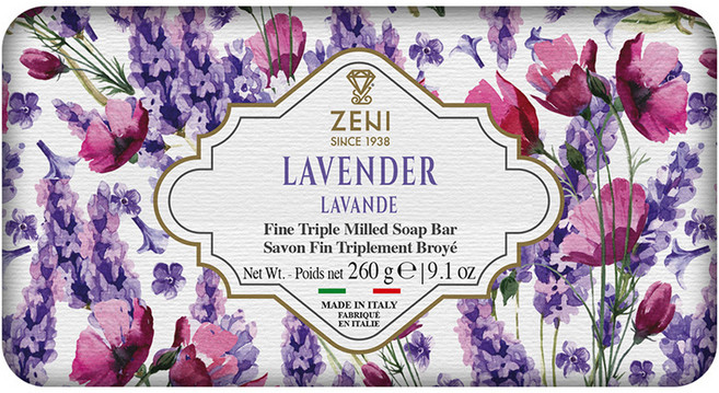 ZENI 義大利三重研磨香皂 薰衣草, 260g, 1個