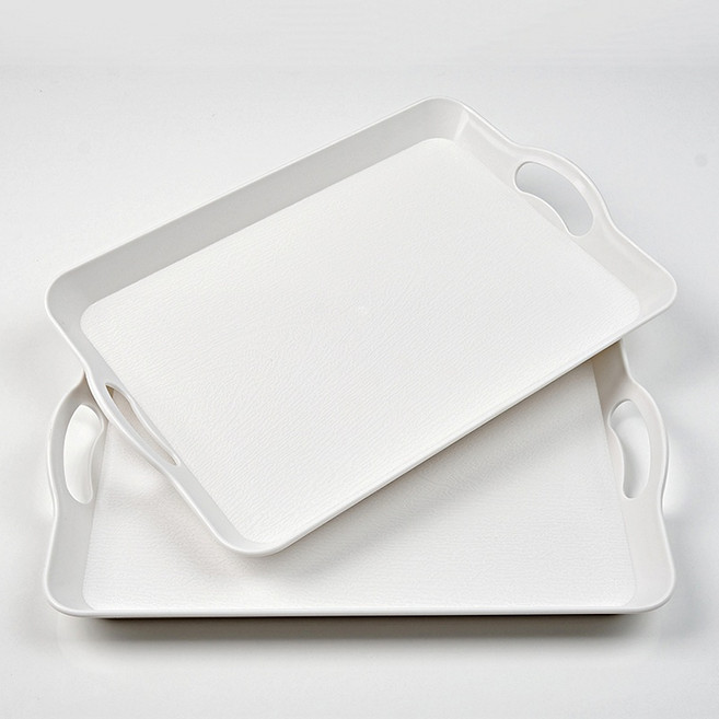 나우필 손잡이 핸들 트레이 카페 사각 쟁반, 화이트, 2개