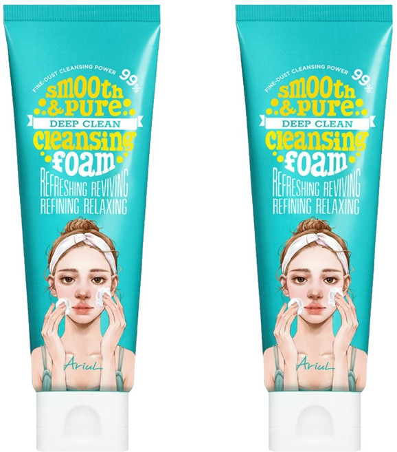 아리얼 스무스앤퓨어 딥 클린 클렌징폼, 120ml, 2개