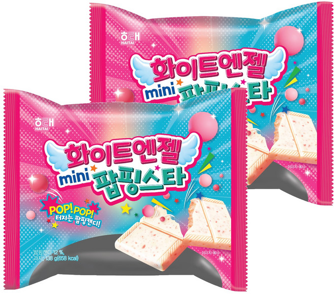 해태제과 화이트엔젤 미니 팝핑스타, 138g, 2개