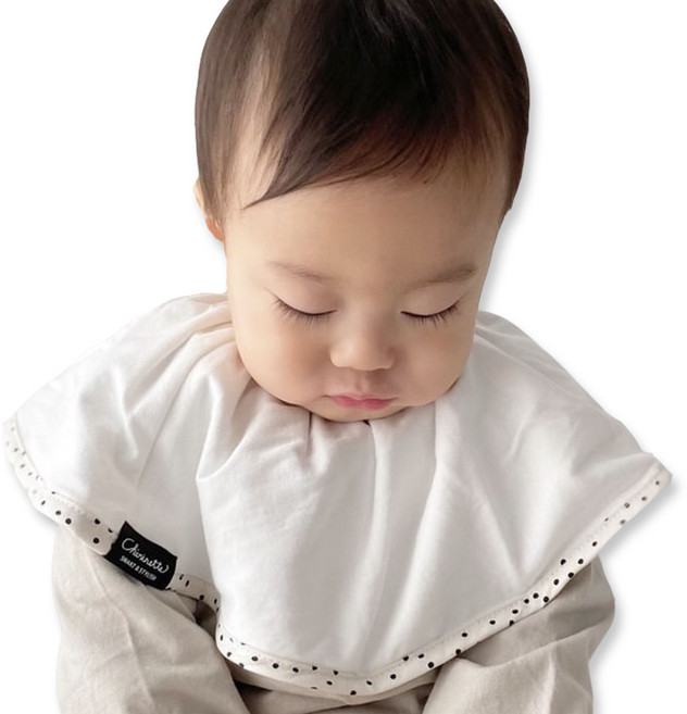 쉐리네뜨 쉐리빕 턱받이, 화이트도트, 1매, 1개