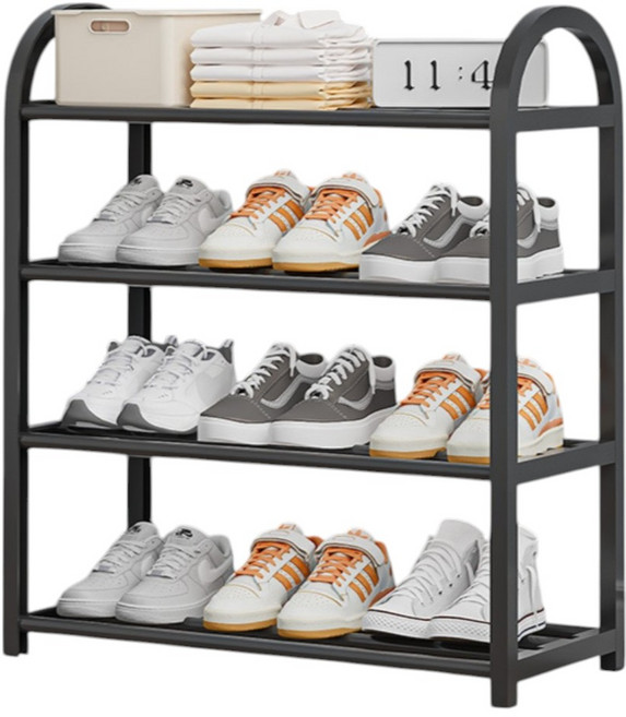 원리버 현관 깔끔 대형 신발 정리대 4단, 블랙, 1개