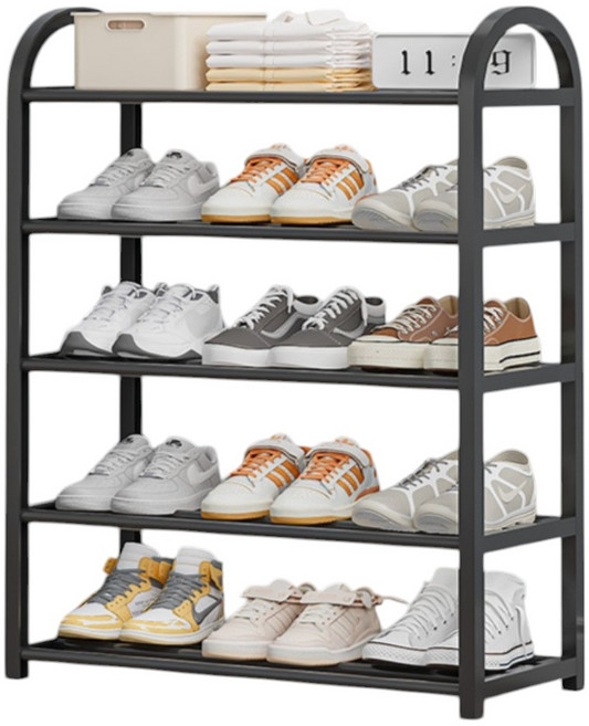 원리버 현관 깔끔 대형 신발 정리대 5단, 블랙, 1개