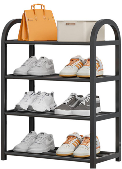 원리버 현관 깔끔 중형 신발 정리대 4단, 블랙, 1개