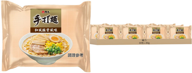 維力 手打麵 和風豚骨風味 80g, 30包