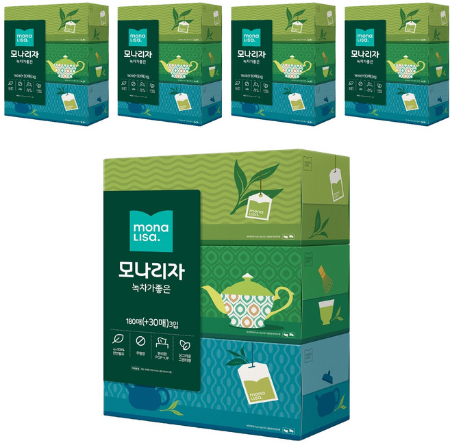 모나리자 녹차가 좋은 미용티슈 2겹 210p, 15개, 210개입