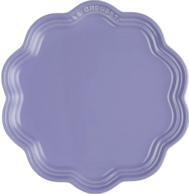 LE CREUSET 瓷器蕾絲花邊盤 22cm 薰衣草 1個 22 x 22 x 3cm