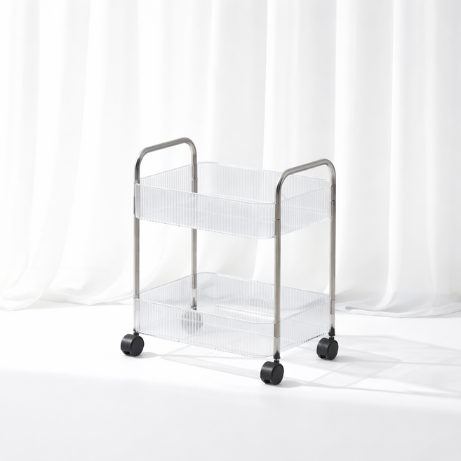 오템 투명 트롤리 인테리어 수납, 2단