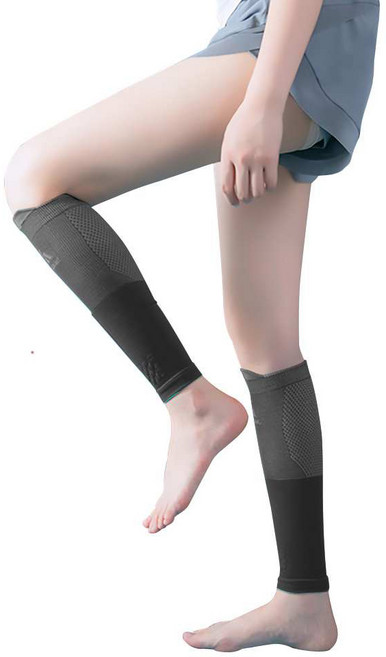 Bantuman 登山健身速乾壓力護小腿套, 黑色, 1雙