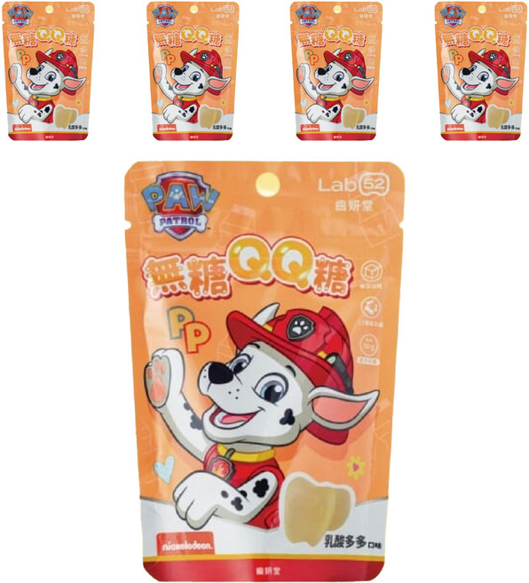 Lab52 齒妍堂 汪汪隊聯名款 無糖QQ軟糖, 乳酸多多, 30g, 5包